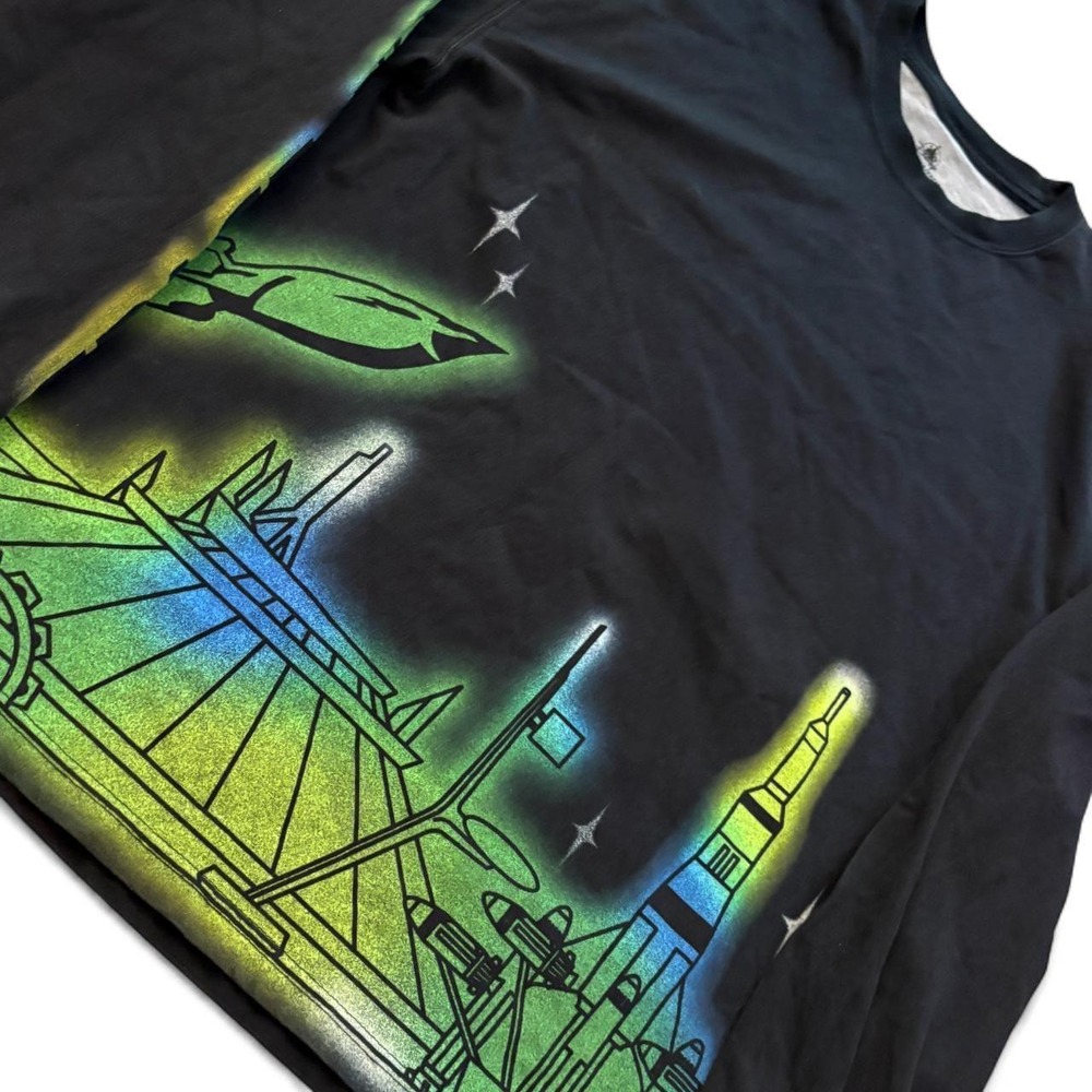 Vintage Disney Space Mountain Black Long Sleeve Graphic Shirt XS